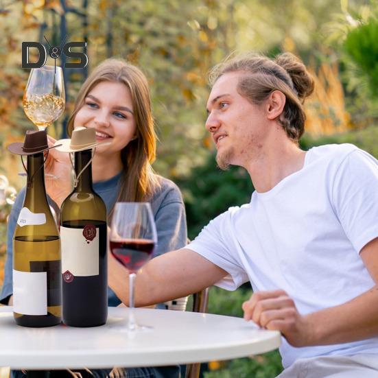 Cowboy Hat Wine Stoppers Silicone Bottle Toppers Air-Tight Seal Reusable Wine Corks Fits Standard Champagne Bottles