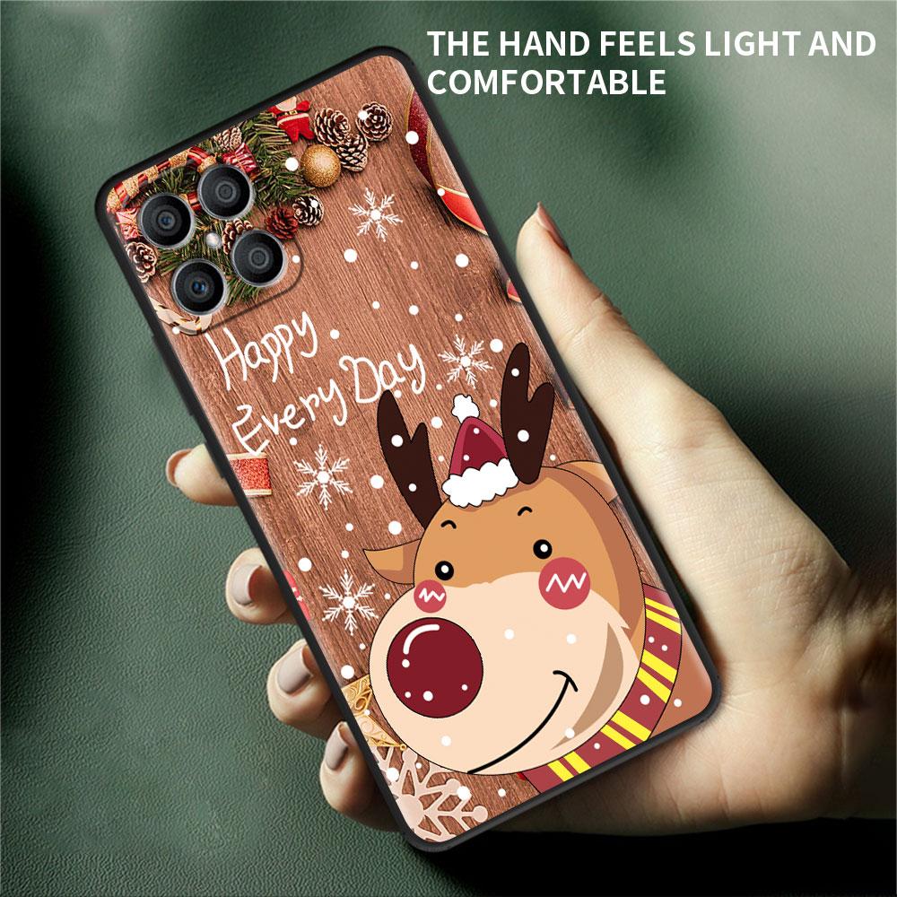 Red Nose Elk Santa Claus Case For Huawei Honor X8 X9 P50 X7 50 20 8X Play 9A P40 P30 Lite P Smart 2021 Black Phone Coque