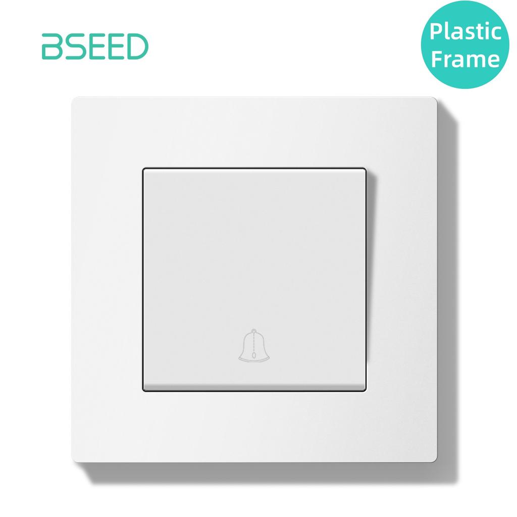 BSEED Mechanical Doorbell Switch Push Button Wall  Switch Glass/Plastic Frame EU Standard White Black Gary Gold Reset Switch