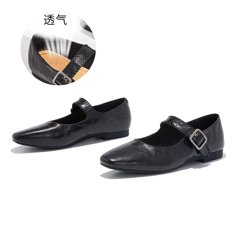 The first layer of sheepskin Mary Jane shoes women's 2025 autumn new flat-soled small leather shoes French versatile and beautiful fashion shoes