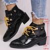 Scarpe Taglie Forti da Donna 36-43 Autunno Inverno Moda Stringate con Plateau Punta Affilata Stivaletti Calzature Casual da Donna