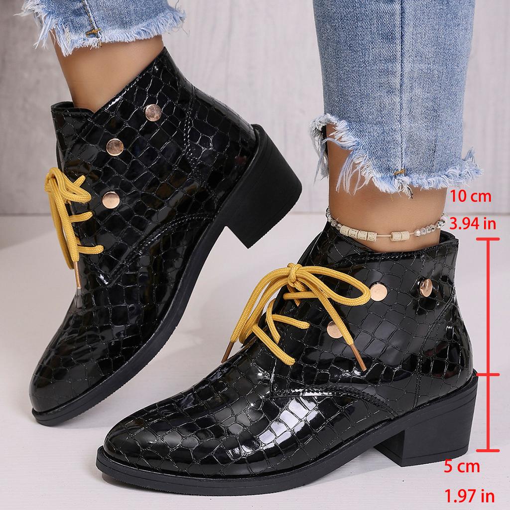 Scarpe Taglie Forti da Donna 36-43 Autunno Inverno Moda Stringate con Plateau Punta Affilata Stivaletti Calzature Casual da Donna