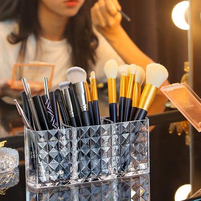 Soporte Transparente de Acrílico para Brochas de Maquillaje Organizador de Maquillaje Cosmético Contenedor de Escritorio para Labiales Caja de Almacenamiento de Maquillaje para Escritorio