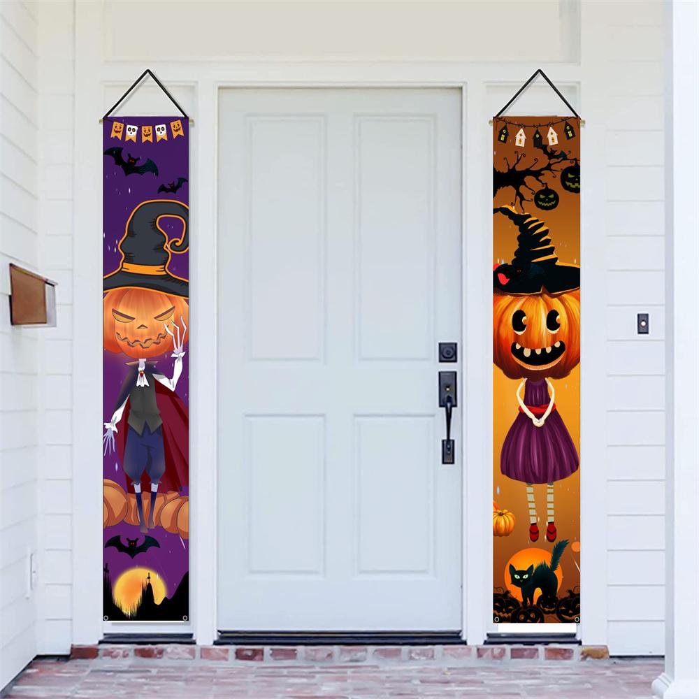 Skeleton Couple Couplet Festive Halloween Hanging Door Curtain Party Decoration Hanging Flags Mexican Porch Sign For Doorway