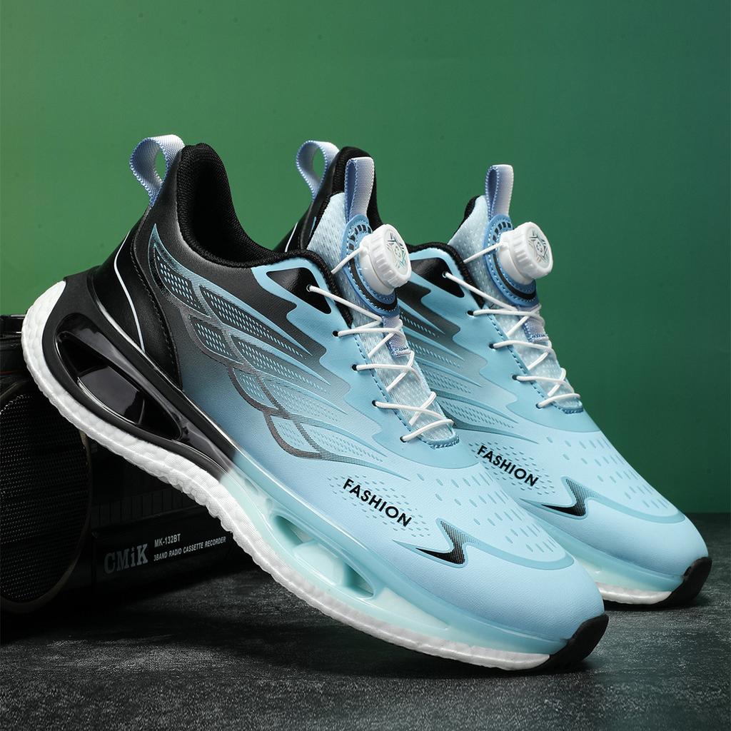 Men's Leather New Shock-absorbing Sneakers Men's Breathable Popcorn Soft-soled Dad Trendy Shoes Ultra-light Running Shoes