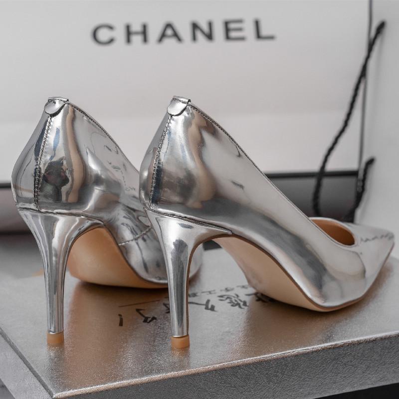 Sexy High Heels Pumps Shoes Woman Elegant 2024 Large Size 46 Leather Luxury Gold Silver Women's Heeled Party Wedding Shoe Ladies