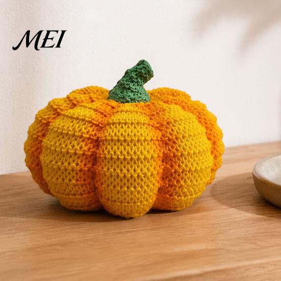 Unique Seasonal Room Ornament Handmade Resin Pumpkin Figurine Halloween Decor, Simulated Knit Tabletop Statue, Ornaments Mini Fall Holiday for