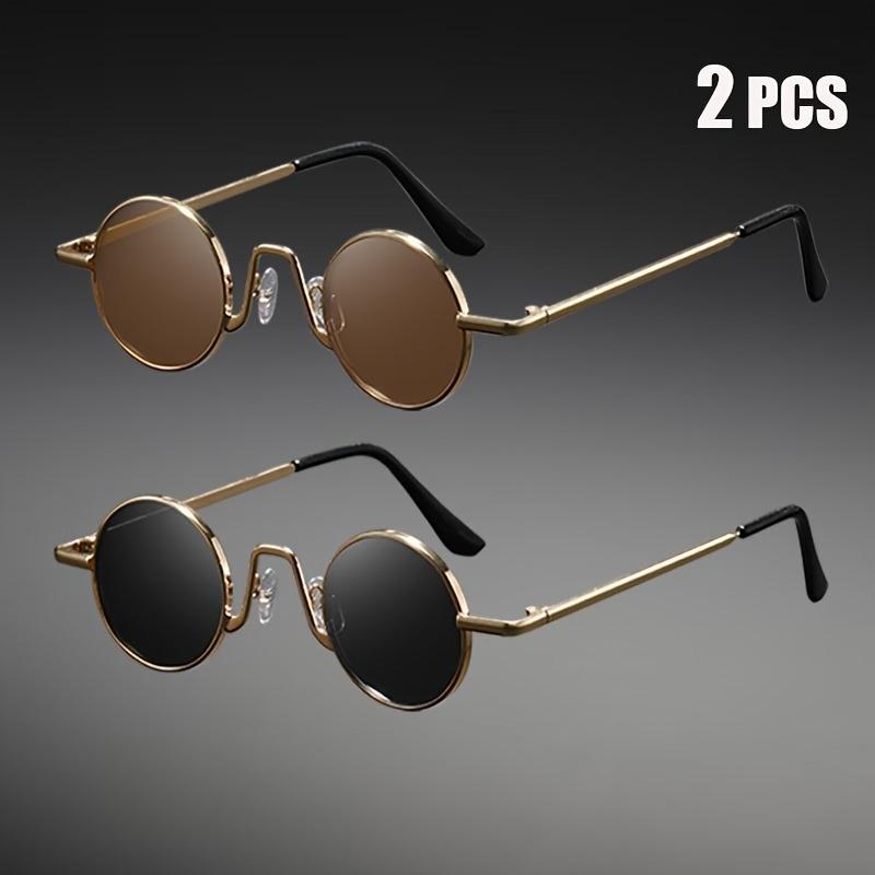 

2-pack vintage round unisex glasses, ideal for gifts & photography.