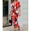 Women's fashion new lapel mid-length short-sleeved single-breasted high-waisted shirt skirt dress