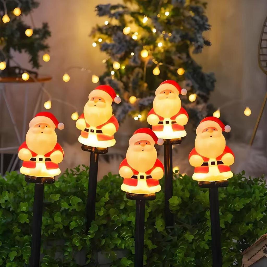 Solar Santa Claus LED Garden Stake Lights for Outdoor Lawn and Courtyard