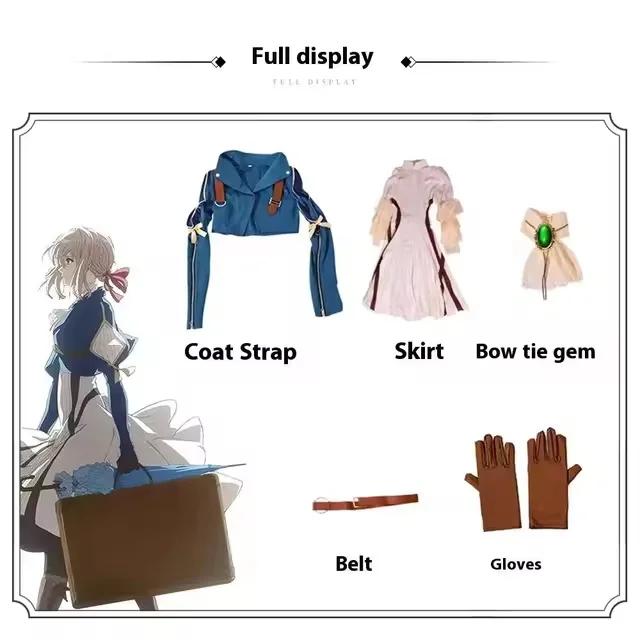 Anime Violet Evergarden Costume Cosplay Perruque Costume de Scène Uniforme Pour Femmes Halloween Fête de Carnaval Comic Con XS（old）&Violet Evergarden gray