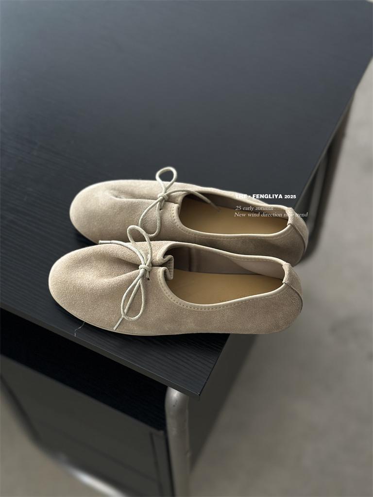 THE · FENGLIYA2025 Early Autumn, Super Soft Cowhide Lace-up Loafers Flat Non-slip Grandma Shoes Lace-up Bar