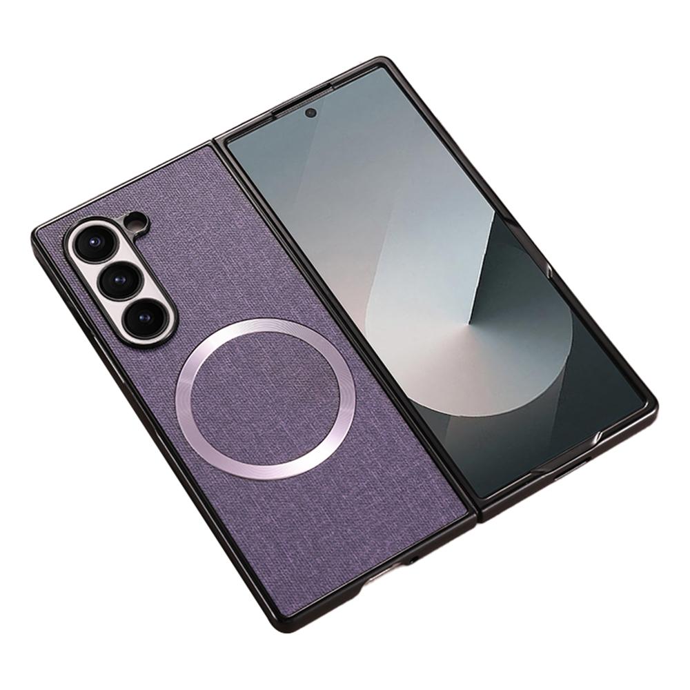 For Samsung Galaxy Z Fold6 5G Case Drop-Proof PC+Cloth Back Phone Cover Magnetic Case