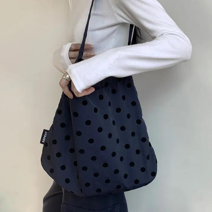 Shoulder Eco-bag Polka Dot Navy