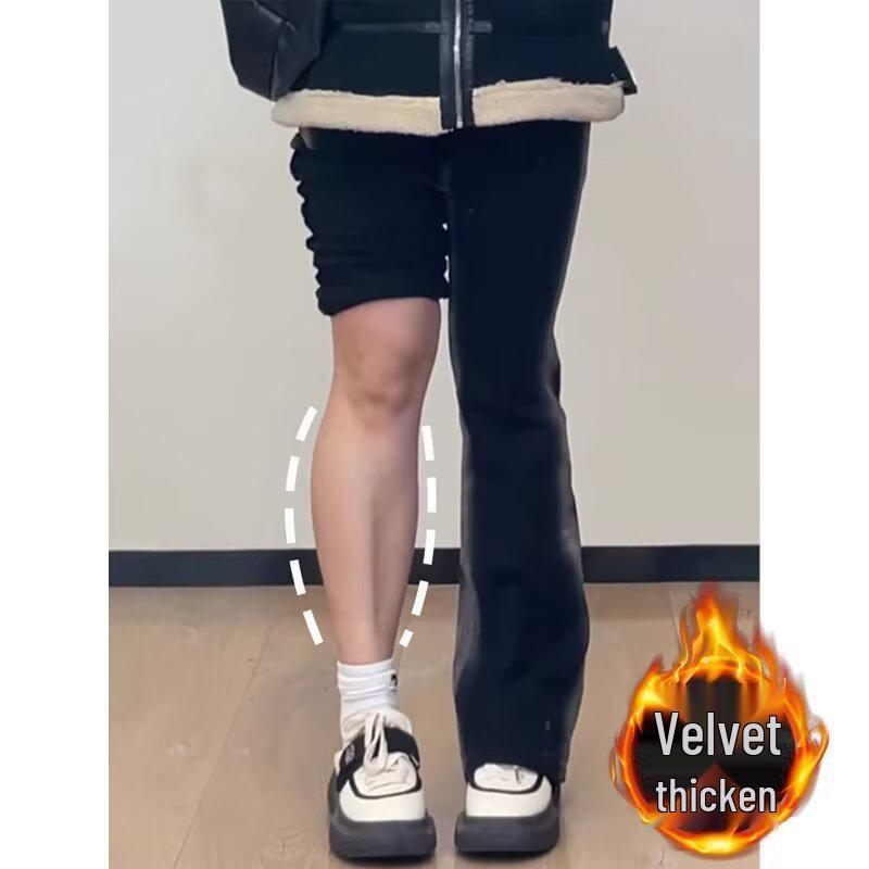 

Гонконгская Модница 2024 Минималистичные Джинсы: Однотонные, в стиле хип-хоп, уличная мода, длинные брюки L