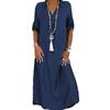 2024 Plus Size Women's Denim Dress - European & American Style, Solid Color