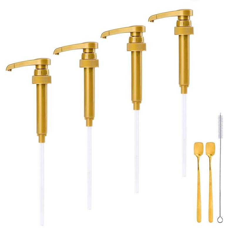 

Convenient Coffee Syrups Pump Set Fit Most 750ml/25.4oz Bottles Gold Pump Dispenser Replacement Reusable Pump Home 1
