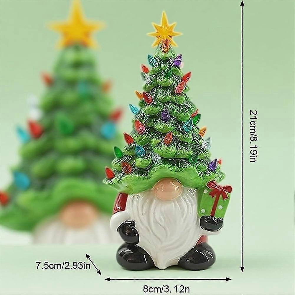 Christmas Gnome with LED Lights - Resin Xmas Tree Decoration for Indoor Home, Table & Holiday DÃ©cor
