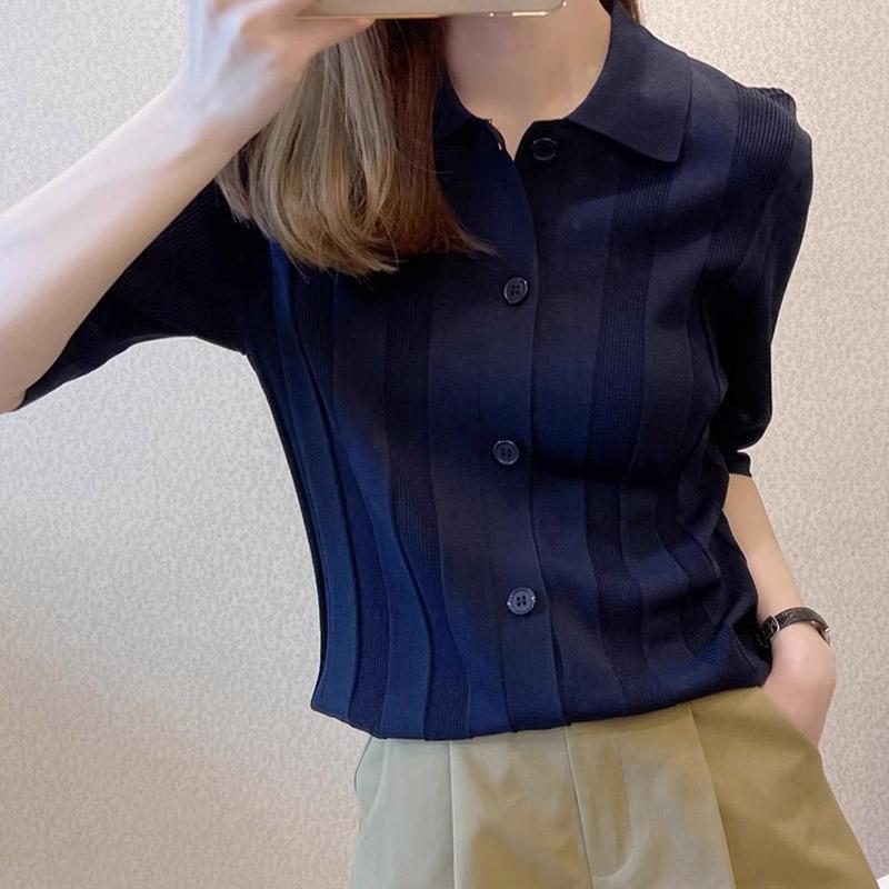 

Женские свитера, кардиганы 2025, лето, короткий рукав, отложной воротник, офисный женский вязаный свитер, женские топы, кардиган JJ156 One Size покинуть белый