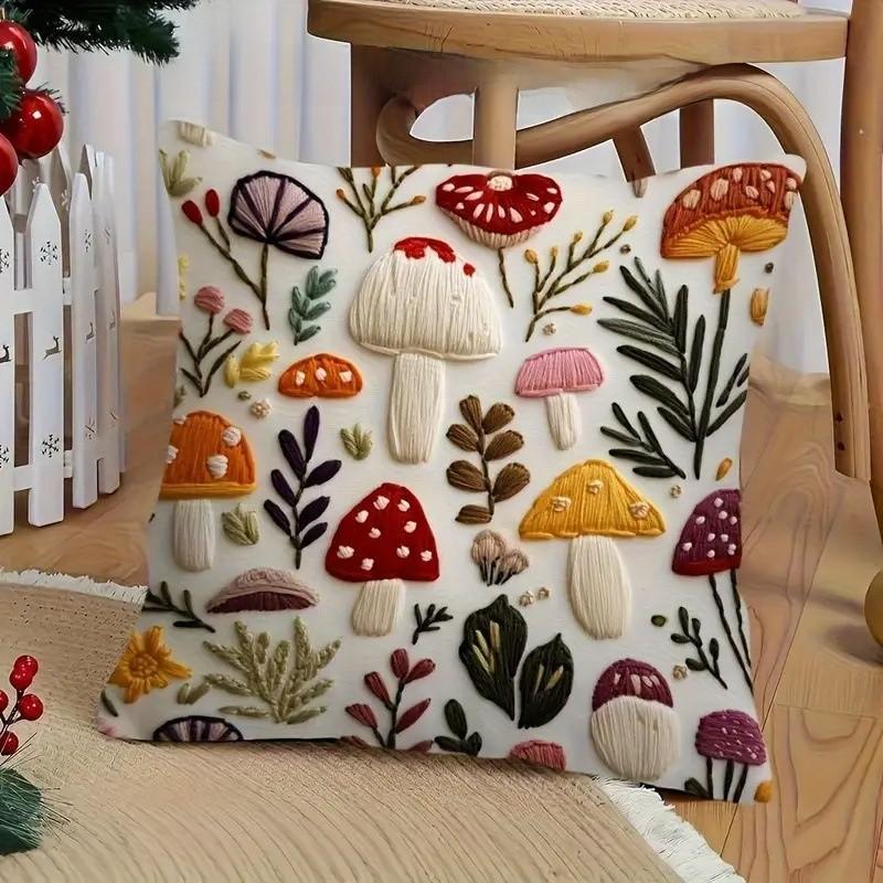 Federa Cuscino Peluche Animale Fungo per Decorazione Soggiorno Lounge
