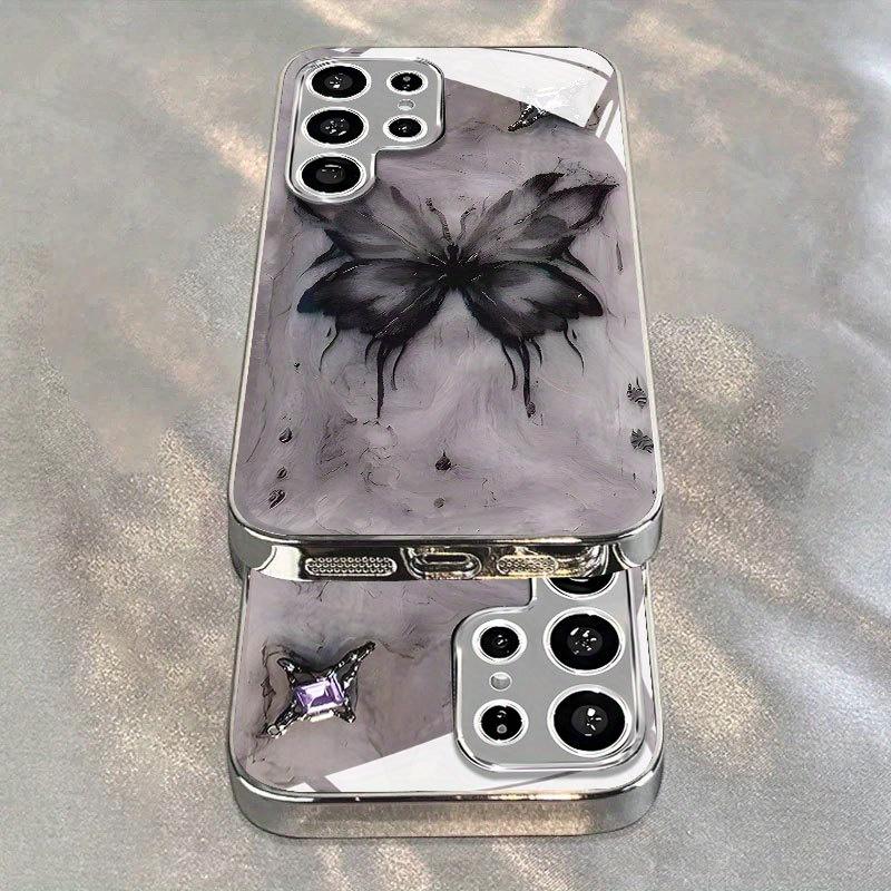 Creative Ink Butterfly Electroplated Silver New Phone Case for Samsung Galaxy S26 S25 S24 S23 S22 S21 and other models