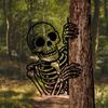 Vyhlížející kostra Zahrada Znamení Kovová silueta kostry Dekorace Zahrada Halloweenská dekorace Znamení kostry pro strašidelnou zahradu Veranda Strom Plotový sloupek