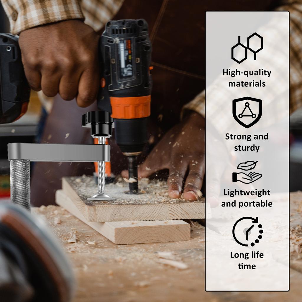 2Pcs Bench Dog Clamp Stainless Steel Woodworking Dog Hole Clamp Adjustable Bench Desktop Clip Portable Carpenter Tool Fast Clamp