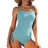 CHARMLEAKS Costumi da bagno interi a coste per donna, costumi da bagno con laccetti laterali e scollo alto, monokini imbottiti