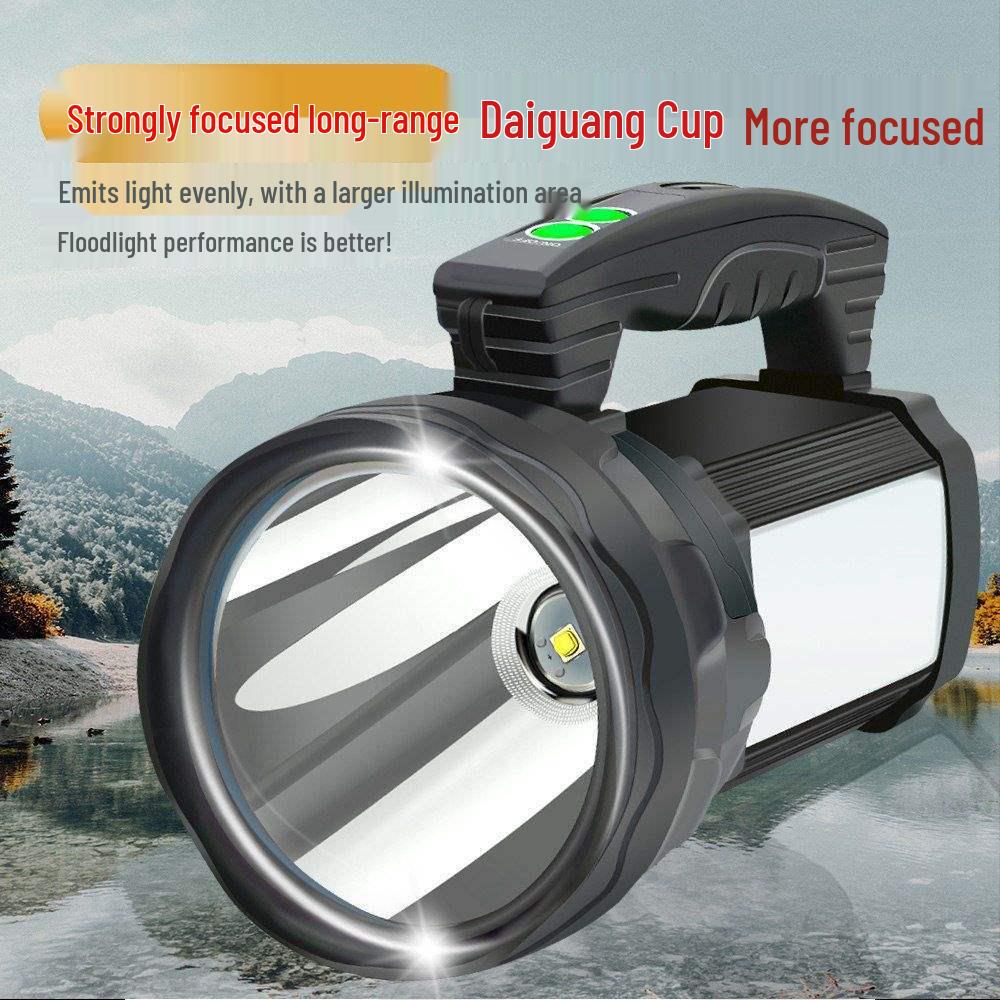 Rechargeable Solar LED Flashlight: High Power, Long Range, Waterproof, with Side Light & Remote Control.