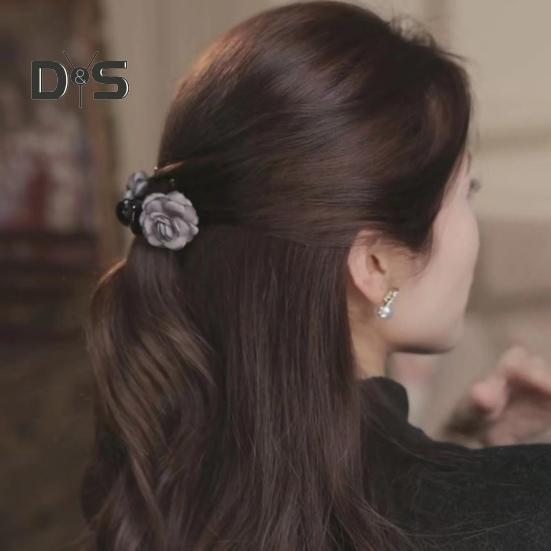 Γυναικείο Κλάμερ Μαλλιών Διπλής Όψης Διακόσμηση Τριαντάφυλλο Δόντια Αντιολισθητικά Κλιπ Μαλλιών Πίσω Μέρος Κεφαλής Κλάμερ Μαλλιών Καρχαρία Διακόσμηση Μαλλιών