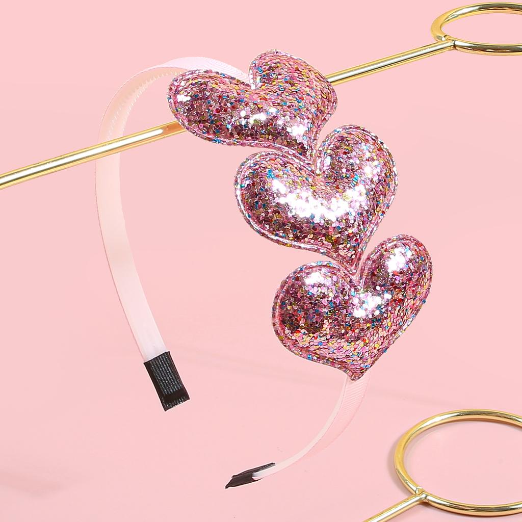 1/4pcs Sequin Heart Headbands for Women Valentine's Day Heart Shaped Hairbands Kids Girls Headband for Party Hair Accessories