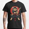 Vintage Samurai Cat Japan Japanese Anime Martial Arts Warrior Character  Cartoon Sword Anime TShirt Plus Size Printed Clothing