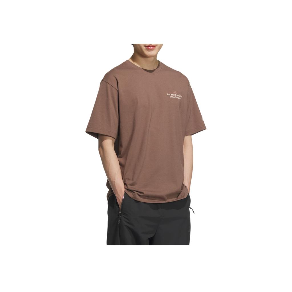 adidas Gfx Short Sleeve T-Shirt Comfortable Versatile Fashion Soft Solid Color Letter Short Sleeve T-Shirt Men Tops Brown KF0125
