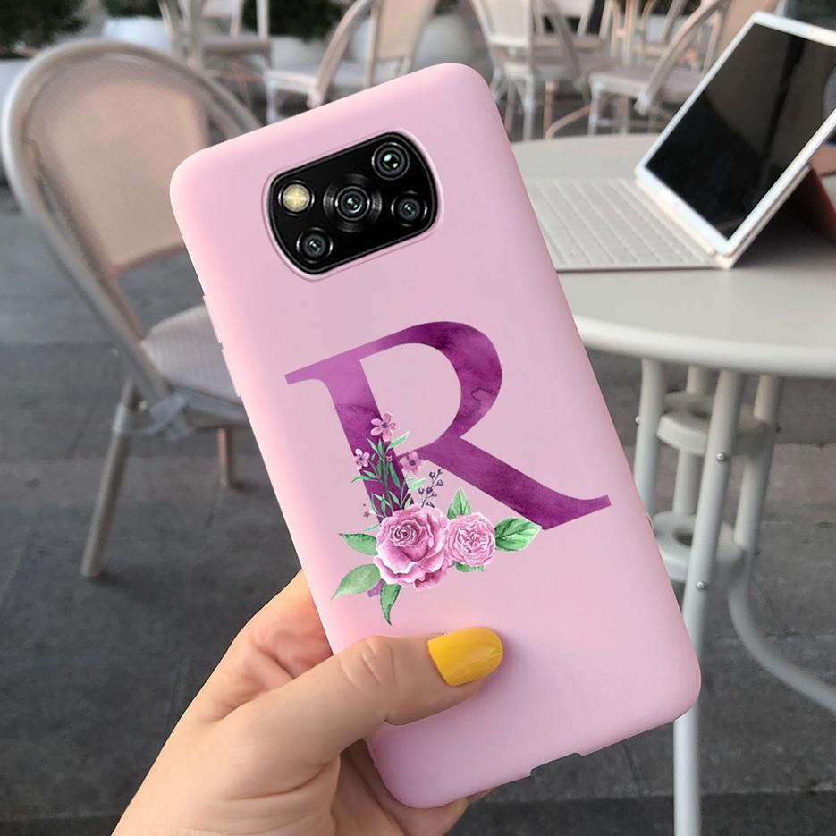 For Xiaomi Poco X3 NFC Case Soft Silicone TPU Cute Letter Back Cover For Xiaomi Poco X3 Pro Bumper PoxoX3 NFC Phone Cases 6.67''