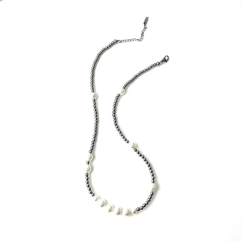 Titanium Steel Pearl Bead Chain Necklace For Men Women Hiphop Street Style Fashion Accessory