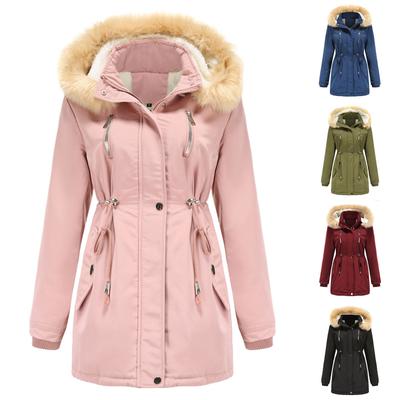 Veste matelassée à capuche amovible en coton pour femme, couleur unie, automne et hiver