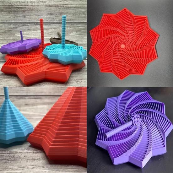 1/3Pcs 3D Printed Expanded Fidget Star Expandable Fractal Hexagon with Handle Stress Anxiety Relief Honeycomb Whirling Spiral Star Sensory Toy