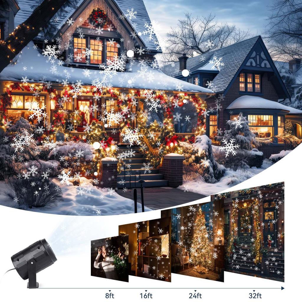 Holiday Projector Lights Christmas LED Patterns Outdoor Indoor Use for Garden Patio Yard Wall Decor