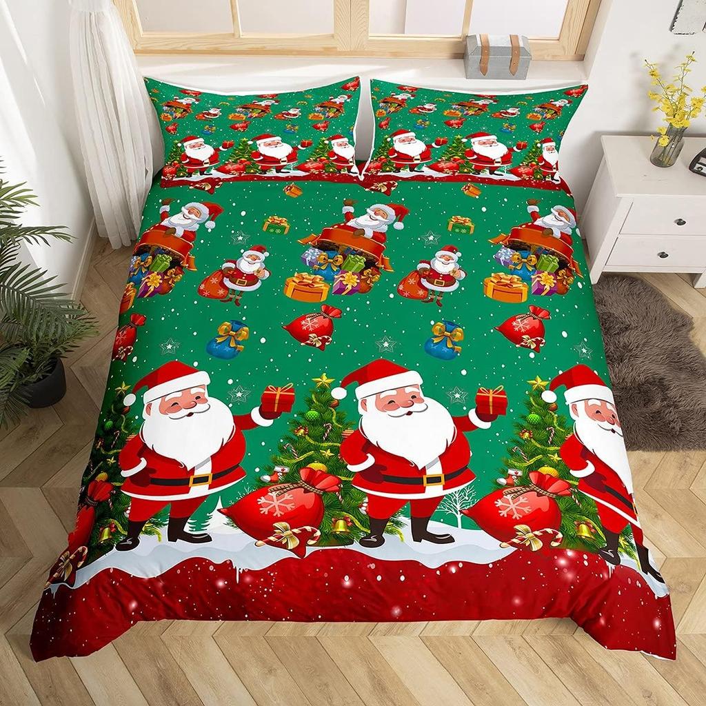 Marry Christmas Snowman 3D Print Bedding Set Fresh Style Cozy Soft Duvet Cover King Queen Twin Size Birthday Gift Bedroom Decor