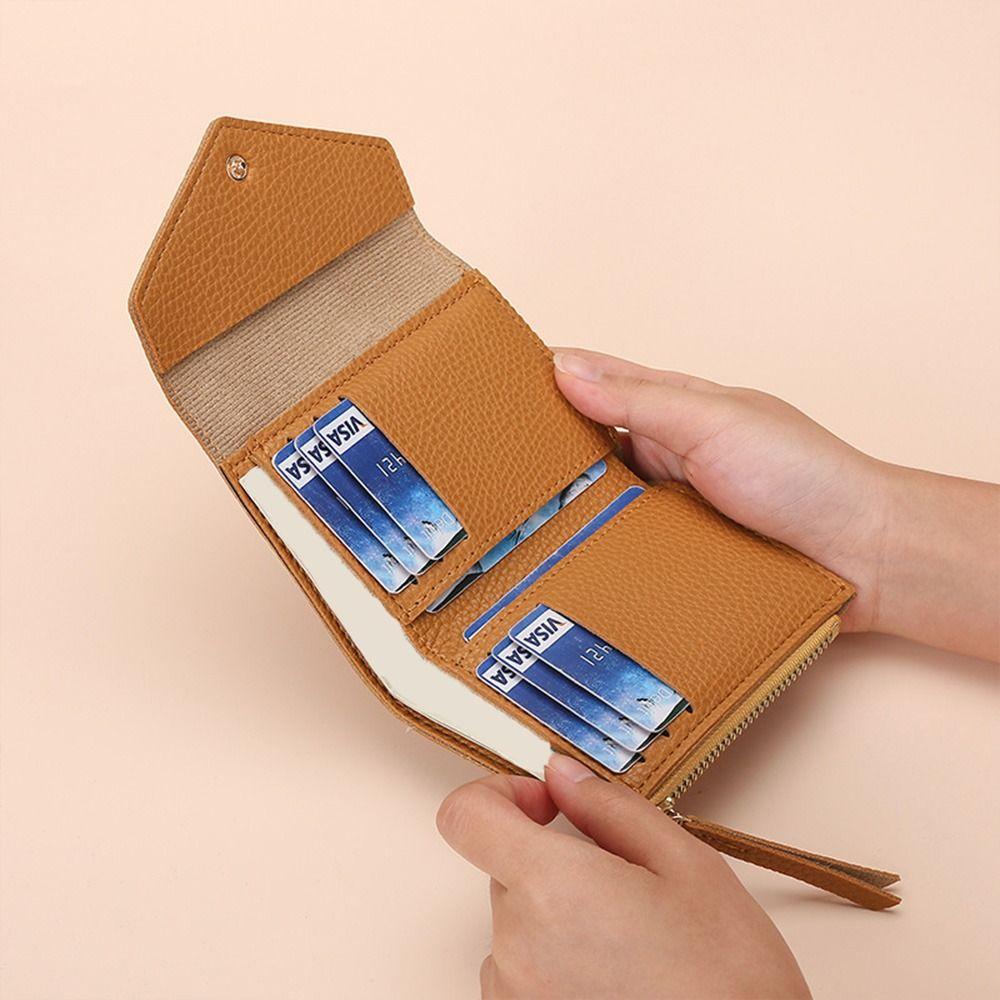 Multi-card Slot Envelope Short Wallet Korean Style Small Purse Bag PU Leather Wallet  Girls