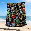 1pc Skull Print Outdoor Flannel Blanket Gift For Boys Girls Adults, Family Friends