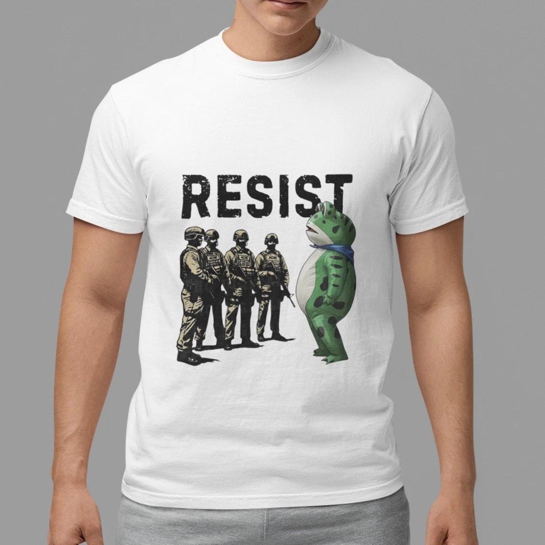Portland Frog Resist T-Shirt Funny Protest Frog Graphic Tee Unisex Streetwear S