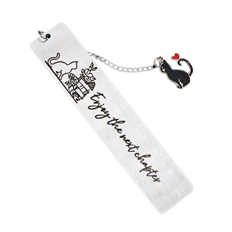Stainless Steel Bookmarks Chain Bookmarks Cats Pendant Bookmarks Metal Book Mark Book Page Divider Gift for Book Lover