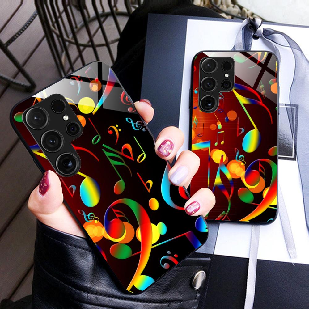 Musical Note Staff Mobile Phone Case for Samsung Galaxy S26 S25 S24 S23 S22 S21 S20 Note20 Plus FE Ultra Glass Colorful Cover