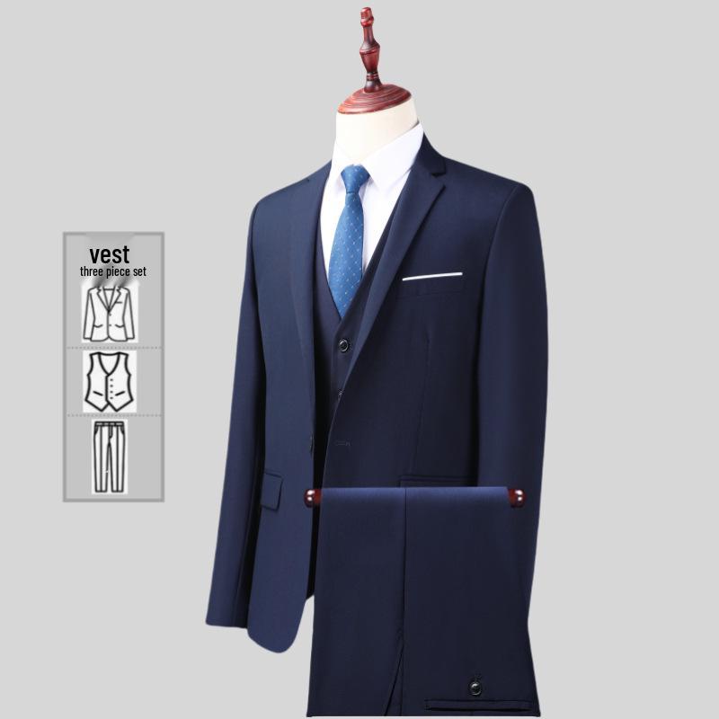 Dreiteiliger Anzug im koreanischen Stil für Herren, Slim Fit - Business-, Freizeit-, Hochzeits- oder Arbeitskleidung für Trauzeugen.