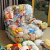 Large Capacity DIY Doll Storage Bag for Sofa Transparent PVC Toy Organizer Box Cushioned Seat Space-Saving Multifunctional Stool