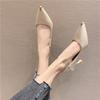 2025 New Single Shoes Women's Black Light Mouth High Heels Korean Version Pointed Thin Heels Professional Uniform Work Shoes 5A