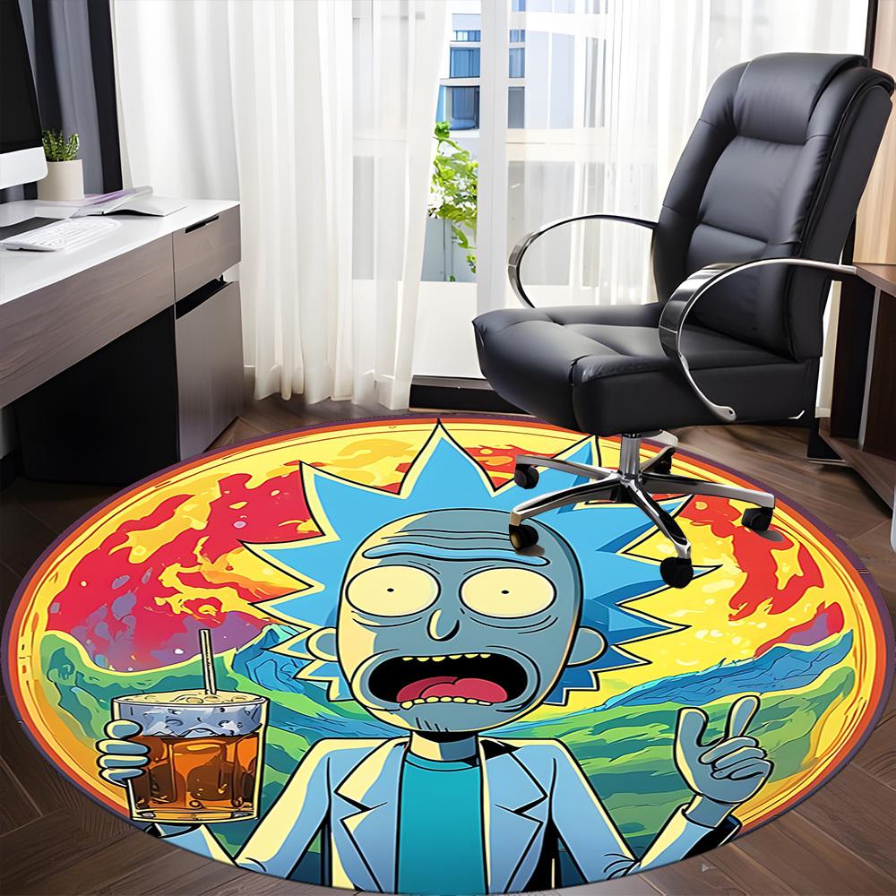 1pc Rick and Morty Office Round Area Rug, Indoor Mat Suitable For Office, Under Office Chairs Bedroom Living Room Home Decor a0908176