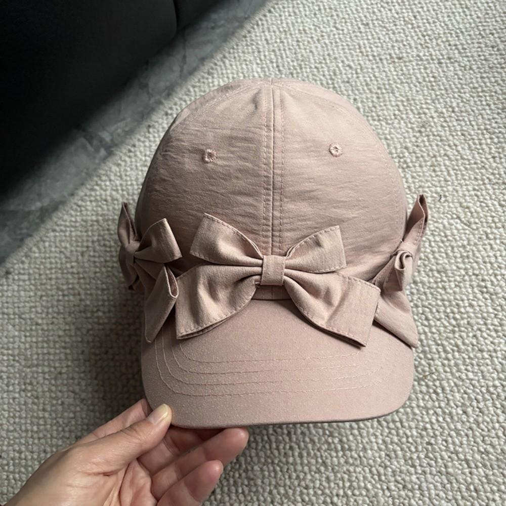 Sweet Lightweight Bowknot Baseball Caps Breathable Adjustable Sun Protection Hat Solid Color Sunshade Cap Women розовый