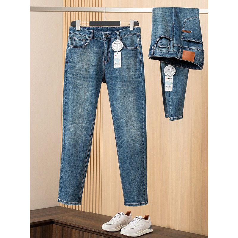 American Retro Stretch Denim Men's Spring and Autumn Straight-leg Slim-Fit Pants Export Men's Pants Trendy Fashion Brand Casual Pants
